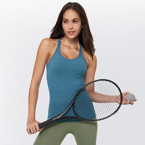 Yoga Racerback Tank Top for Women with Built in Bra,Women's Padded Sports Bra Fitness Workout Running Shirts thumbnail 6