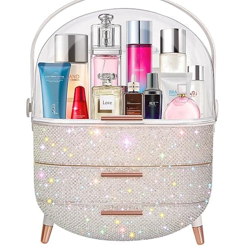 Ptesly Teen Girls Gift Makeup Organizer,Skincare Organizer Jewelry Storage,Cosmetics Storage and Display Case,Make Up Holders and Organizers for Countertop,Bathroom Organizer (Pearl White) - Image 1