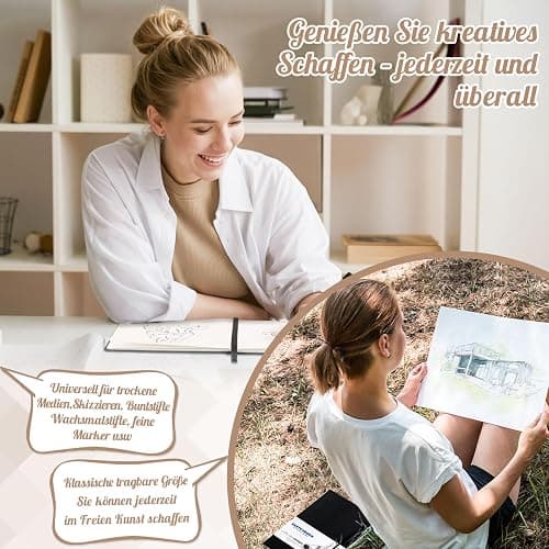 A5 Skizzenbuch, Skizzenpapier zum Zeichnen 200g/m² Skizzenblock Blanko Sketch Books für Kinder Studenten Künstler Lehrer (60 Blatt/120 Seiten) thumbnail 7