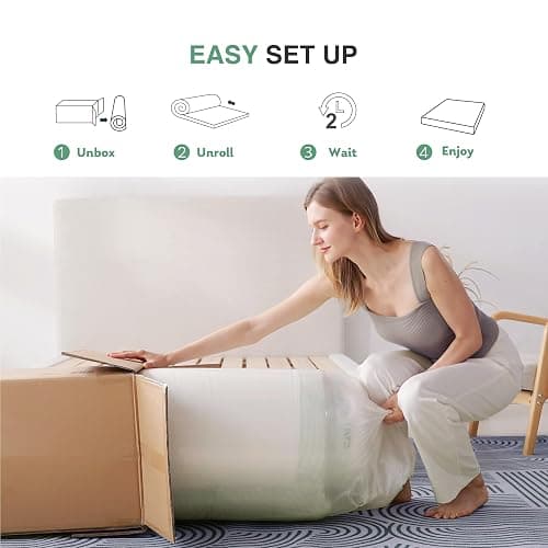 MLILY Queen Mattress in a Box, 10 inch Mattresses for Platform Bed Double Size Daybed, Green Tea Memory Foam Medium Firm thumbnail 6