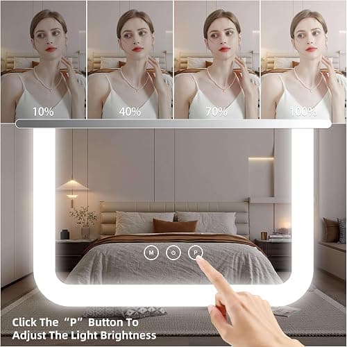 Vanity Mirror with Lights,13.1"×16.7"LED Makeup Mirror,Lighted Makeup Mirror with Lights, Smart Touch Control Dimmable 3 Modes Light, Lighted Up Mirror for Makeup Desk, Bedroom, Dressing Room thumbnail 4