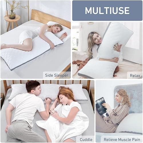Leeden Body Pillow Insert 20 x 54 for Side Sleepers White Support | Soft polyester padding delivers full-body support for side sleepers, maternity rest, reading and daily relaxation. thumbnail 3