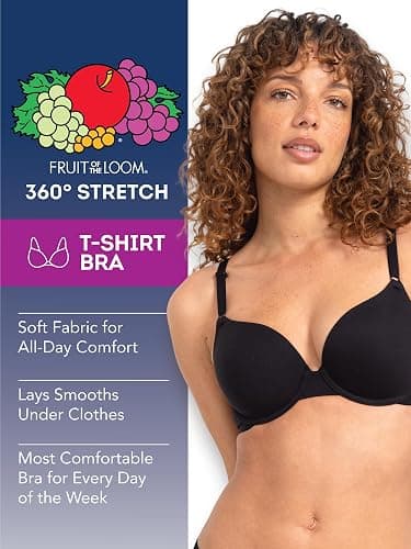 Fruit of the Loom Womens Smooth Cotton T-Shirt Bra - Ultra-Soft, Flexible, and Invisible Under Tees thumbnail 5