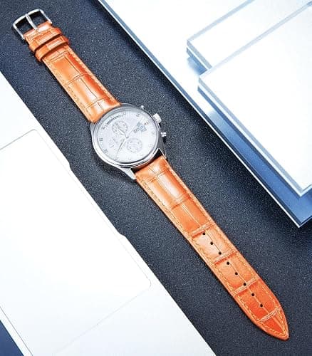 BINLUN Quick Release Leather Watch Straps Replacement Watch Bands Smart Watch Strap Crocodile Pattern in 10 Colors 13 Sizes with Silver/Gold/Rose-Gold Buckle for Men Women(10mm-24mm) thumbnail 2