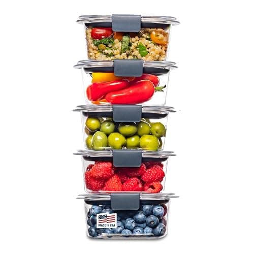 Rubbermaid Brilliance BPA-Free Food Storage Containers Multi Pack, 1.3 Cup Plastic Containers with Lids, 5 Pack, Leak Proof, Microwave & Dishwasher Safe - Image 1
