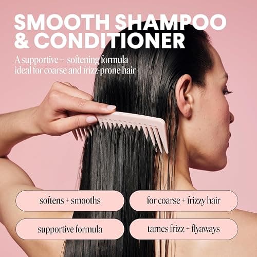 MONDAY HAIRCARE Smooth Shampoo + Conditioner Bathroom Set (2 Count) 27 oz Each For Frizzy, Coarse & Curly Hair Made with Coconut Oil, Shea Butter & Vitamin E 100% Recyclable Bottle Pink thumbnail 3