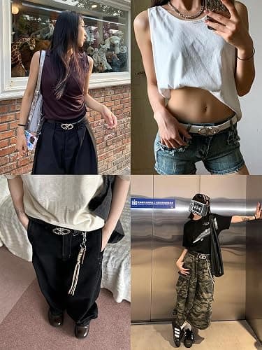 TYHOTULY Y2k Belt Star Metal Buckle Vintage Gothic Punk Rock Emo Grunge Accessories Western Chunky Belts Trendy Y2k Clothes thumbnail 6