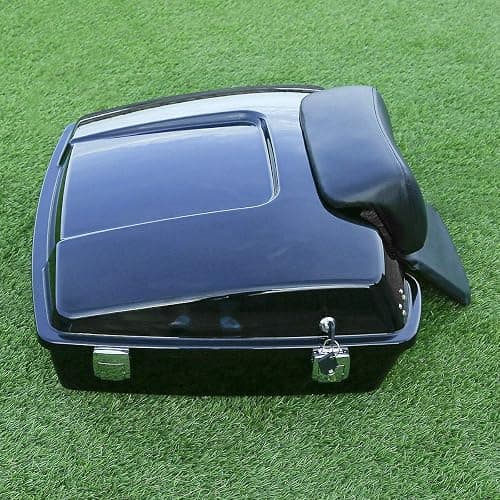 TCT-MOTORPARTS Razor Trunk &Backrest Pad & 2-Up Chrome Luggage Rack Fit for Harley 1997-2008 Touring Road King FLHR Street Glide FLHT FLHX FLTR Vivid Black thumbnail 7