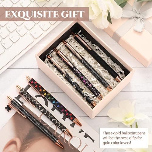Sherr 7 Pcs Fancy Pens for Women Cute Sparkly Glitter Pens with 10 Pcs Black Ink Refills Pretty Gifts for Girls Office School Christmas Graduation(Simple) thumbnail 6