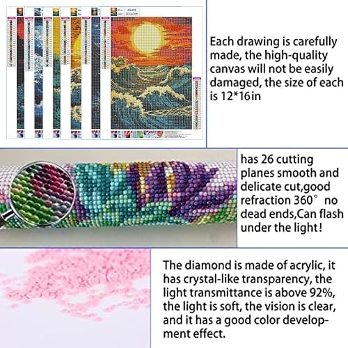 DOTSOPS Diamond Painting Kits Art Adults Painting Kit Crafts DIY 5D Diamond Art Packs Kits Full for Adults Beginner Home Wall Decoration Gift 11.8x15.7 Inches (6 Pack Great Wave) thumbnail 6
