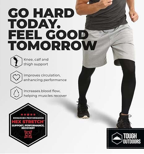 Tough Outdoors Compression Leg Sleeves - Full Leg Compression Sleeve for Men & Women, UV Leg Sleeves - Cycling Leg Warmers thumbnail 2
