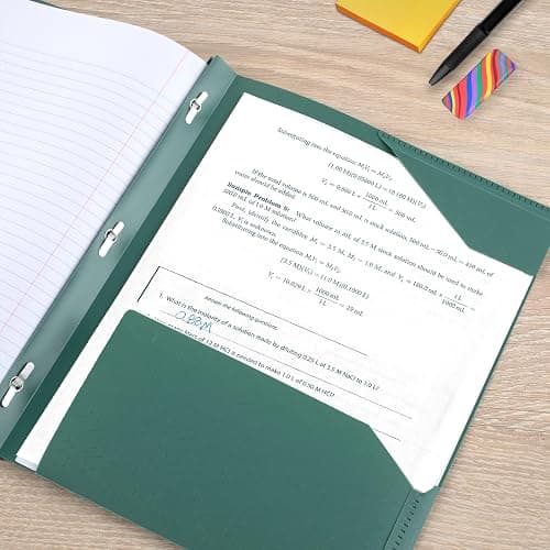 Five Star 2-Pocket Plastic Folder with Stay-Put Tabs and Prong Fasteners, Holds 8.5" x 11" Paper, Assorted Colors, 4 Pack (340300B) thumbnail 6