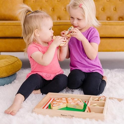 Melissa & Doug Pizza Party Wooden Play Food Set With 54 Toppings thumbnail 8