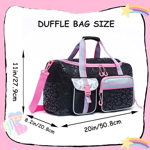 Kids Duffle Bag Girls Women Travel Bag Gifts Overnight Bag for Girls Women Tote Sleepover Bags for Girl Gym Dance Bags with Shoes Compartment thumbnail 2