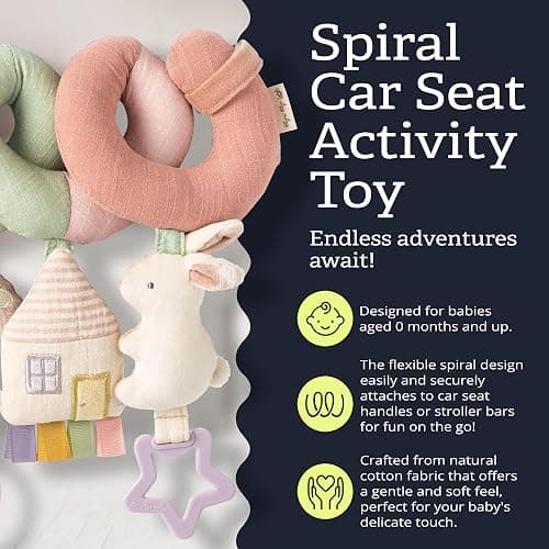 ITZY RITZY Spiral Car Seat & Stroller Activity Toy; Includes Clinking Rings, Mirror and Textured Ribbons; Pastel Rainbow thumbnail 5