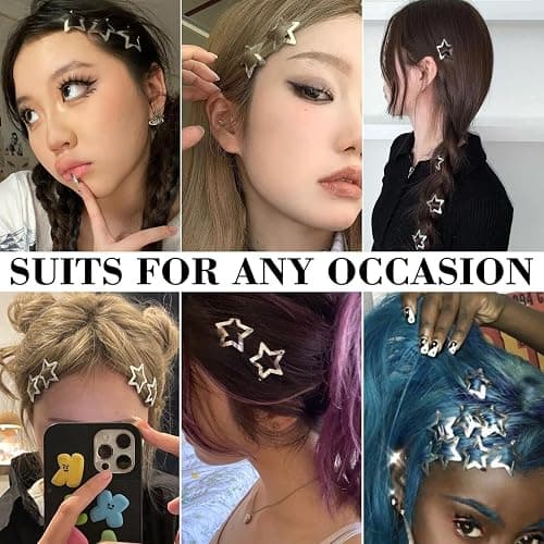 20 PCS 1.22" Star Hair Accessories - Non-Slip Metal Snap Clips and Barrettes for Girls & Women, Y2K Style thumbnail 4
