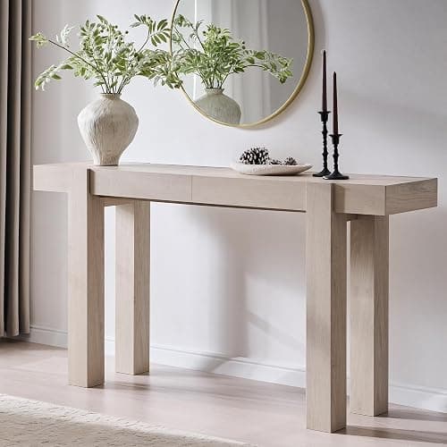 OKD Modern Farmhouse Entryway Table with 2 Drawers, 63" Wooden Console Table for Hallway, Sofa and Living Room, White Alder - Image 1