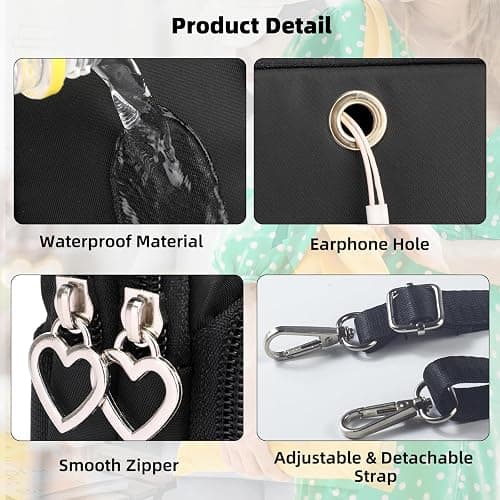 JANKS Small Crossbody Bag for Women - Mini Phone Purses with Crossbody Strap and Wallet - Nylon Arm Bag thumbnail 6