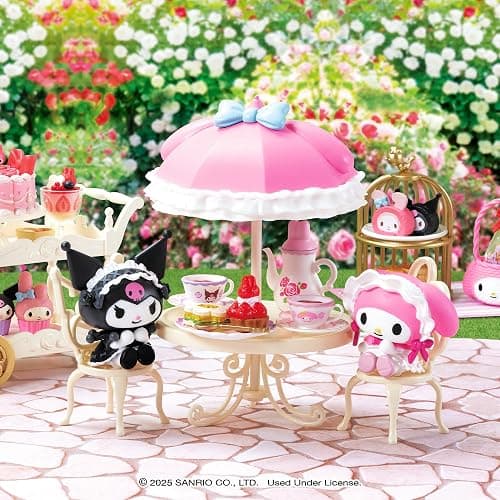 Hamee Re-Ment Hello Kitty and Friends Cute Blind Box Diorama Miniature Figure Set for Birthday Gift, Party Favor, Collectible Figurine (My Melody and Kuromi Sweet Tea Party) – 1 Pc. Mystery Set thumbnail 2