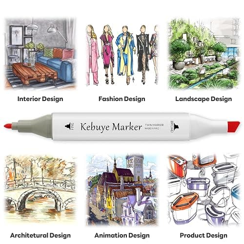 Kebuye Alcohol Markers Set 80 Colors, Art Markers for Adult Coloring Dual Tip Permanent for Drawing Sketching, Alcohol Based Marker with Case Perfect for Adult Artists Students Gift thumbnail 7