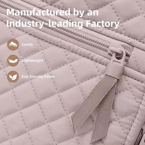 RosaRubus Backpack for Women,College Backpack,Quilted Casual Daypack,Waterproof Bookbag for 15.6Inch Laptop (Dust Pink) thumbnail 5