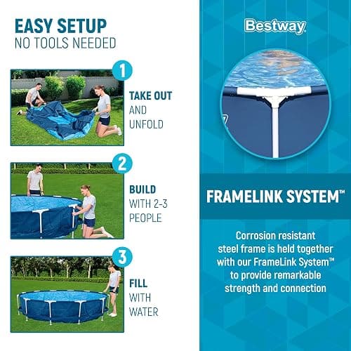 Bestway Steel Pro 12 feet x 30 inches Round Above Ground 1,710 Gallon Pool Set with DuraPlus Liner, 530 Gallon Pool Filter, and Repair Patch thumbnail 5