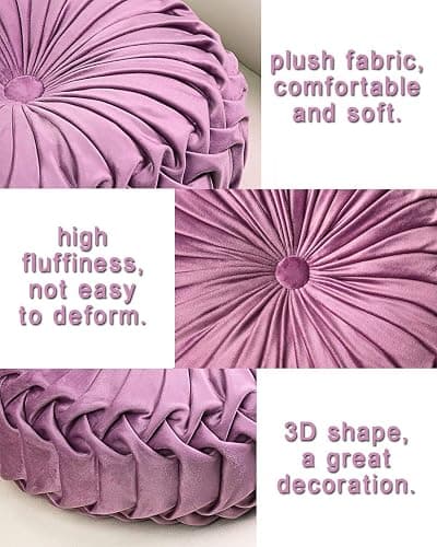 HLOVME Throw Pillow for Couch Decorative 3D Pumpkin Round Velvet Cushion for Sofa Bed Chair Floor 15"X15", Light Purple thumbnail 3