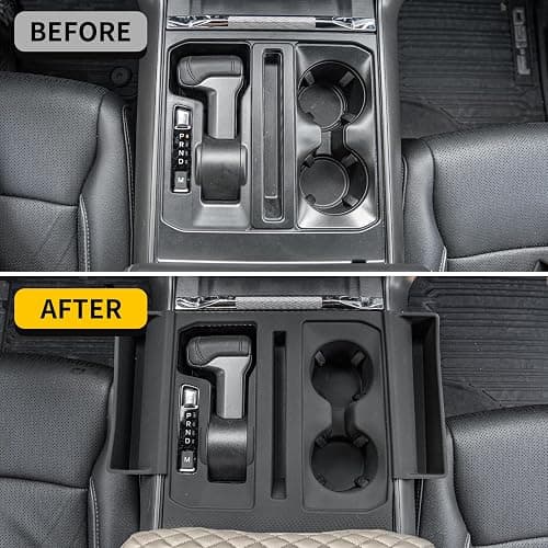 Maxzina Gear Shift Panel Tray Compatible with 2021-2026 Ford F150 Center Console Storage Gear Shifter Organizer with Cup Holder Insert for 2025 F-150 Accessories (40/Console/40 with Shift Knob ONLY) thumbnail 2