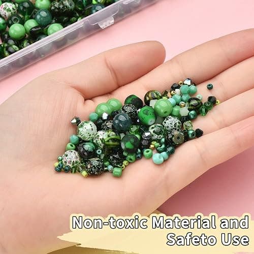 Glass Beads Jewelry Making Kit, Fresh Green Color-900pcs Include 8mm Assorted Beads, 4mm Bicone Crystal Beads, 2-4mm Spacer Seed Beads for DIY Bracelet, Earring Necklace Pendants Making Supplies thumbnail 5