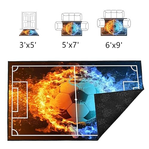 Rnmdn Soccer Rug for Boys Bedroom,5'x7' Polyester Non-Slip Sports Rug for Living Room Game Area and Soccer Room Decor thumbnail 6