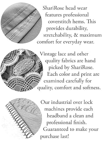 ShariRose White Floral Lace Headband for Women Accessories For Women Stretchy Vintage Lace Scallop Edge Make Up Headband Hairband Handmade (White fancy floral) thumbnail 7
