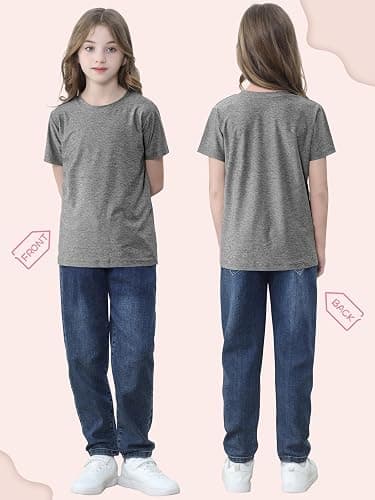 5 Pack Girls Shirts Athletic Dry-Fit T Shirts for Girls Clothes Summer Tops | Short Sleeve Kids Tshirts for 5-18Y, Sun Protection Active Tops for Outdoor Play & Sports, Breathable & Sweat-Absorbing thumbnail 5