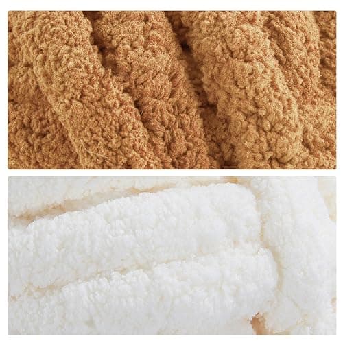 MABOZOO Assorted Chunky Yarn for Crocheting 8 Pack,Fluffy Jumbo Chenille Yarn,Soft Plush Yarn Bulky,Giant Thick Fuzzy Yarn for Hand or Arm Knitting,Khaki & Coffee(31.7 yds,8 oz Each Skein) thumbnail 7