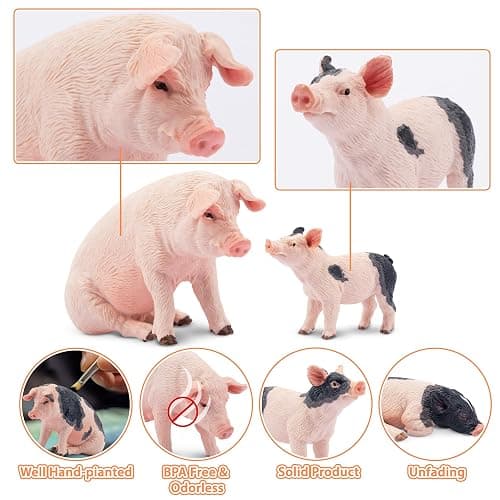 Toymany 8PCS Realistic Pig Figurines Set, Plastic Pig Figures Farm Animals Toys, Birthday Christmas Toy Gift for Kids Toddlers thumbnail 5