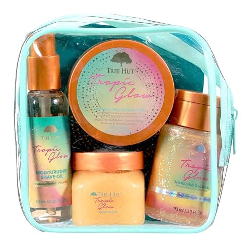 Tree Hut Tropic Glow Everything Shower Gift Set for Women, Exfoliating Body Scrub, Body Wash, Shave Oil & Body Butter, Self Care Gift Set, Hydrating & Moisturizing with Shea Butter, Travel Size - Image 1