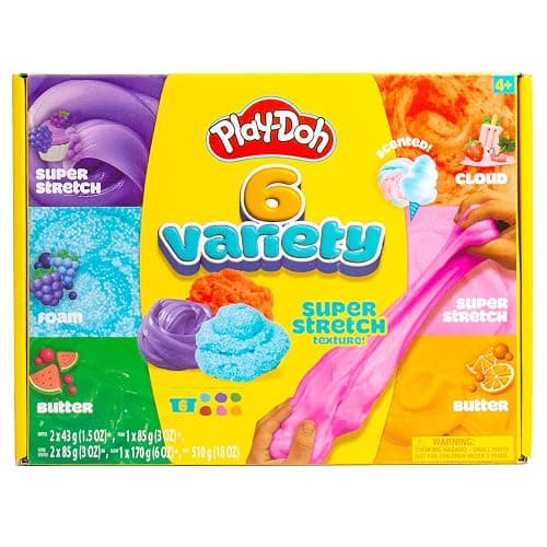 Play-Doh 6 Variety Compounds - Super Stretch, Play Foam, Butter, Cloud, Compound Packs - Image 1