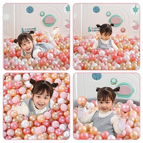Heopeis Ball Pit Balls Pack of 100 200 500 - Star and Round Set BPA Free Phthalate Free Non-Toxic Crush Proof Play Balls Soft Plastic Balls for Toddlers Baby Kids Birthday Pool Tent Party thumbnail 9