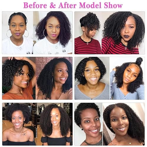 Kinky Curly Clip in Hair Extensions Human Hair 14 Inch 3C 4A Kinky Curly Hair Extensions Clip Ins for Black Women Double Weft Real Brazilian Remy Human Hair 7 Pcs with 24 Clips,Natural Black thumbnail 6