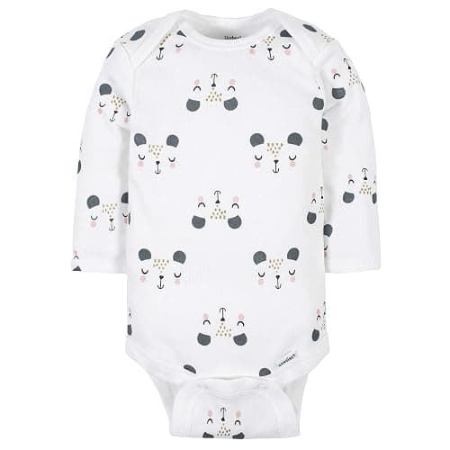 Gerber Baby Girls' 6-Pack Long-Sleeve Onesies Bodysuits - Bear Pink - 3-6 Months thumbnail 6