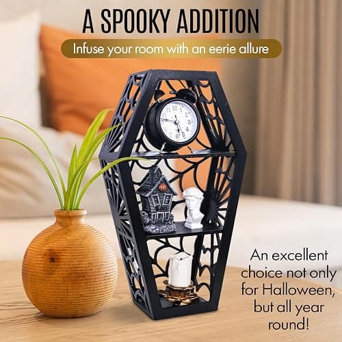 CEFLITECO Spider Web Coffin Shelf - Vintage Haloowen Decor for Bathroom and Kitchen - Gothic Furniture for Countertop Stand - Goth Accessories Spooky Wall Decor - Witchy Gifts for Women thumbnail 5