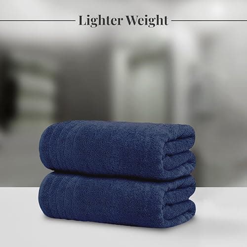 Tens Towels Pack of 4 Extra Large Bath Towels 30 x 60 Inches, 100% Cotton, Larger & Lighter Weight, Quicker to Dry, Super Soft and Absorbent, Perfect for Bathroom, Navy thumbnail 3