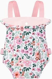 GAGAKU Baby Doll Carrier for Toddlers Doll Carrier for Little Girls Toy Baby Carrier for Kids Reborn Baby Doll Accessories - Pink (Leaf) - Image 1