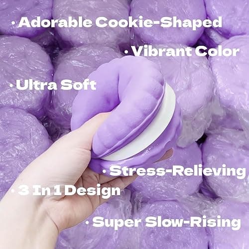 SUISUILE Slow Rising Squishy Toys, Super Soft Cookie-Shaped Slow Rise Squishies, 3 Layers Realistic Squishy Food Fidget Toy, Food Squishies for Decompression Stress Relief thumbnail 3