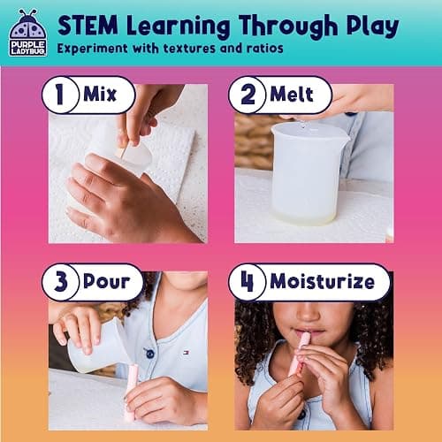 PURPLE LADYBUG DIY Lip Balm Making Kit - STEM Gifts for 10 Year Old Girl & Great 9 Year Old Girl Birthday Gifts - Science Kits for Kids Age 8-12, Make Your Own 10 Experiment Lip Balm with 3 Flavors thumbnail 5