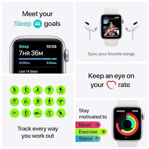 Apple Watch SE (GPS, 40mm) - Gold Aluminum Case with Pink Sand Sport Band (Renewed) thumbnail 7