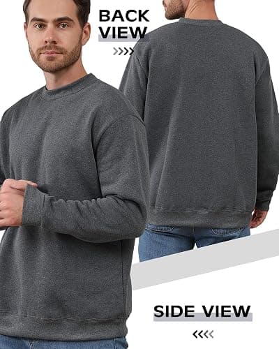 Taiyin 3 Pack Men's Lightweight Fleece Crewneck Sweatshirt Long Sleeve Sweatshirt for Men thumbnail 4