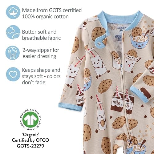 Butterblu Baby Boys' Scout Sleep & Play 100% Organic Cotton Footed Zip Front Sleeper Pajamas for Baby Boys thumbnail 7