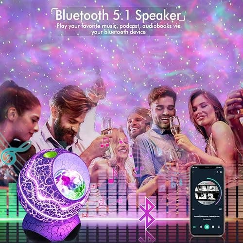 Rossetta Galaxy Projector, Star Projector for Bedroom, Night Lights for Kids Room with White Noise, Bluetooth Speaker, Timer and Remote, Room Decor, Gifts for Girls, Boys, Adults, Christmas, Birthday - White thumbnail 3