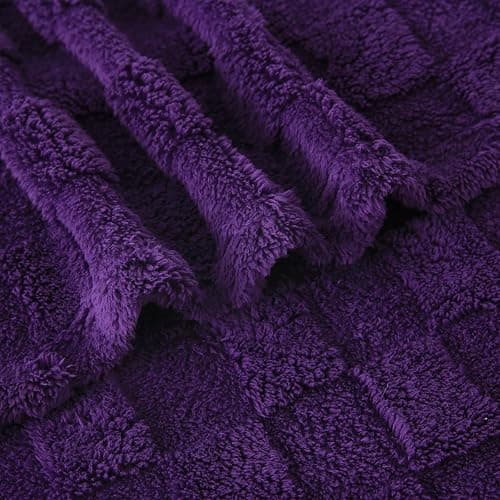 Linecooo Deep Purple Fleece Throw Blanket 50”×60” for Couch Sofa Bed,Super Soft Cozy Plush Microfiber Flannel Blanket with 3D Checkered Design Lightweight for Adults,Woman,Girls thumbnail 6