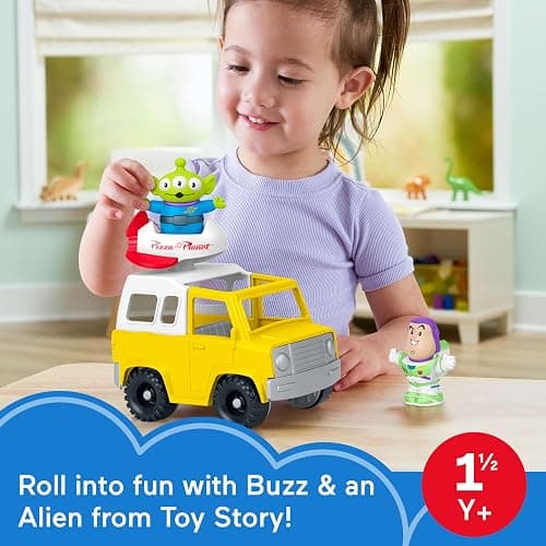 Fisher-Price Little People Toddler Toy Disney & Pixar Toy Story Pizza Planet Truck with Buzz Lightyear & Alien Figures for Kids Ages 18+ Months thumbnail 4